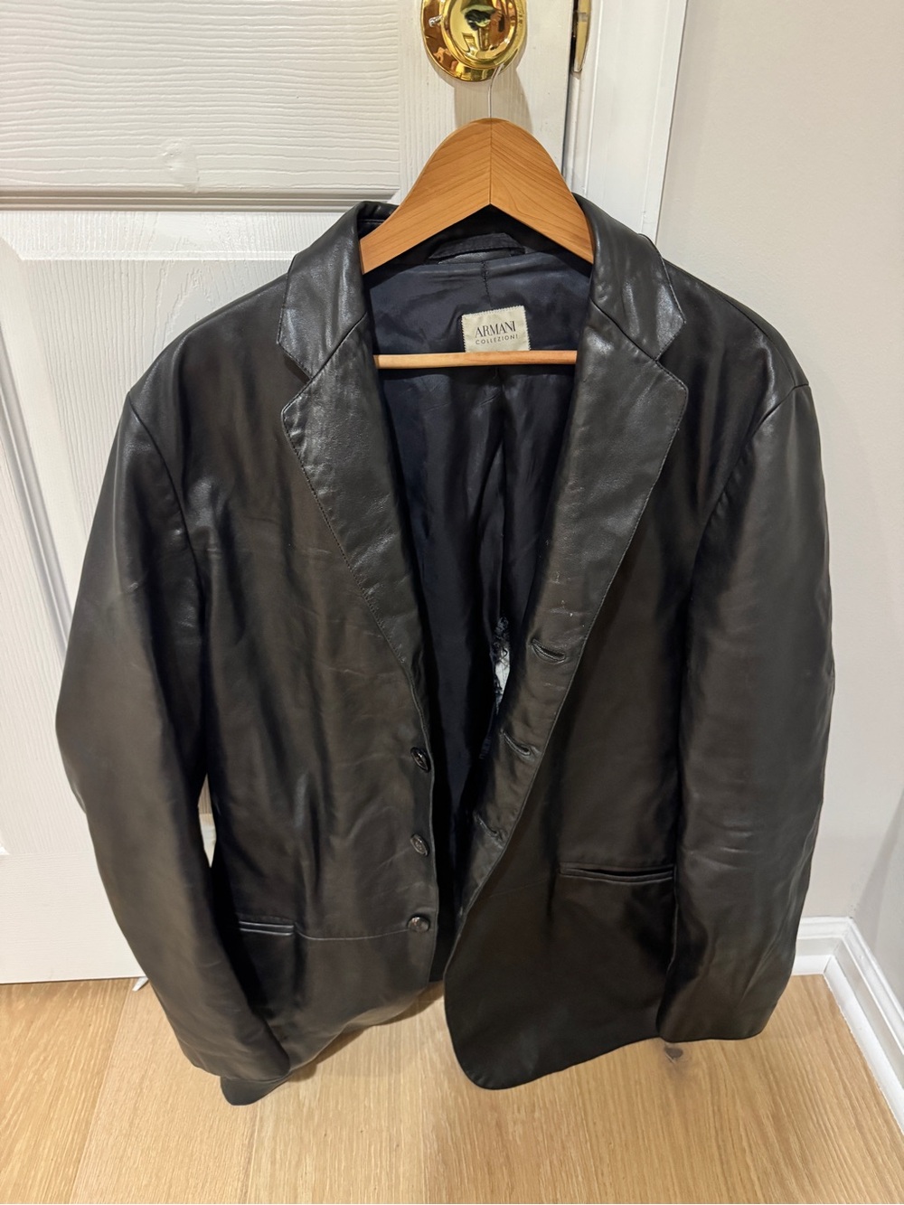 Armani Collezioni Black Leather Sport Coat